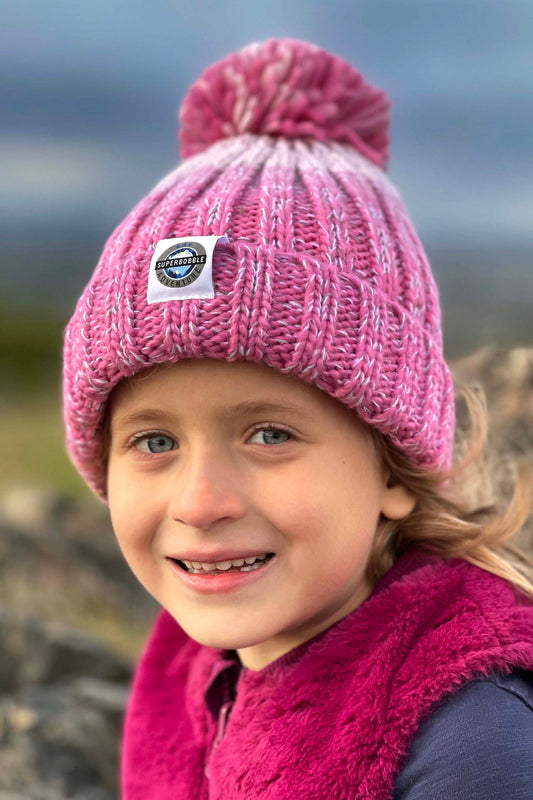Kids Rose Pink Gradient Rib Knit Hat