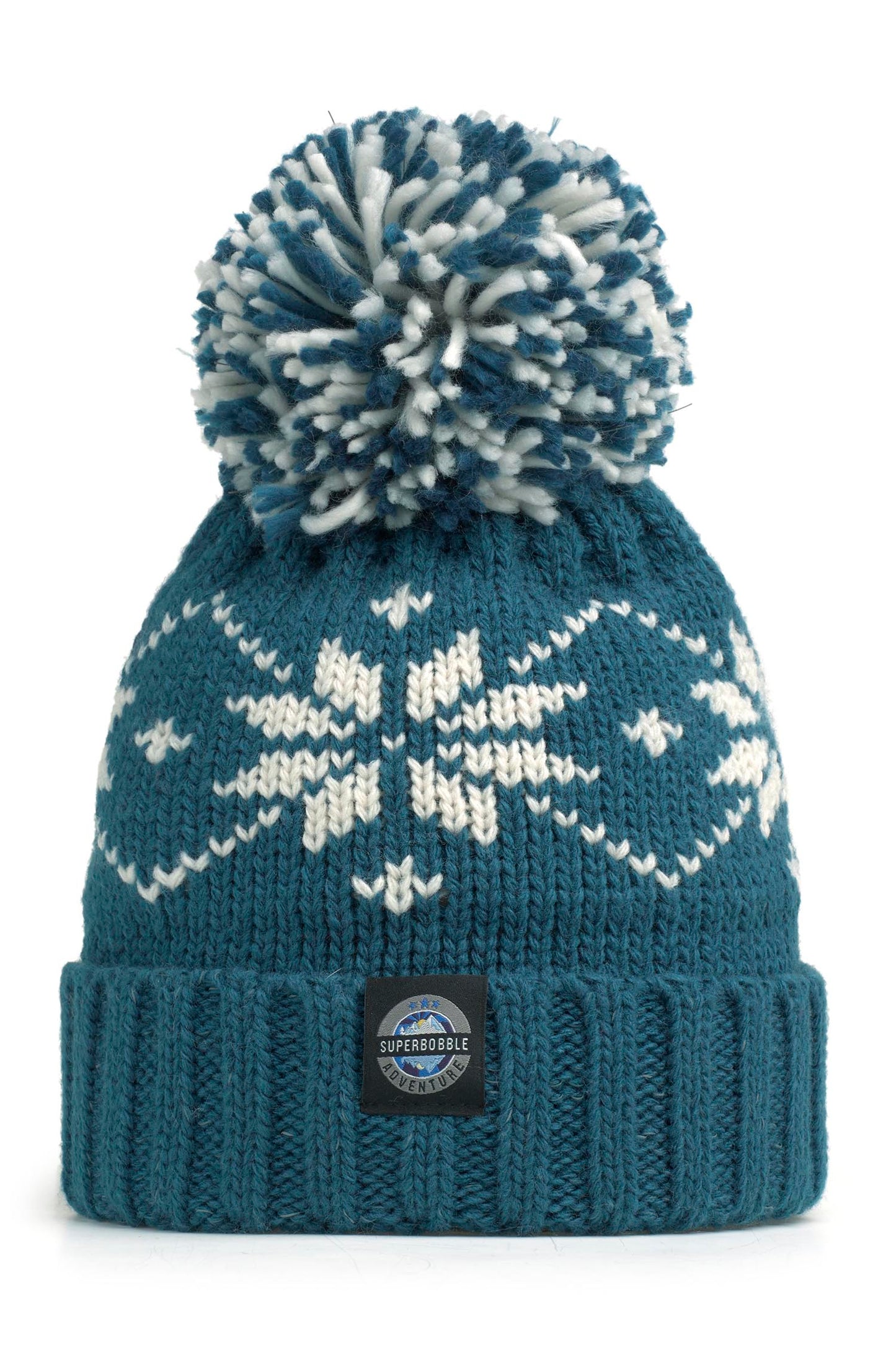 Teal Flora Nordic Knit Hat