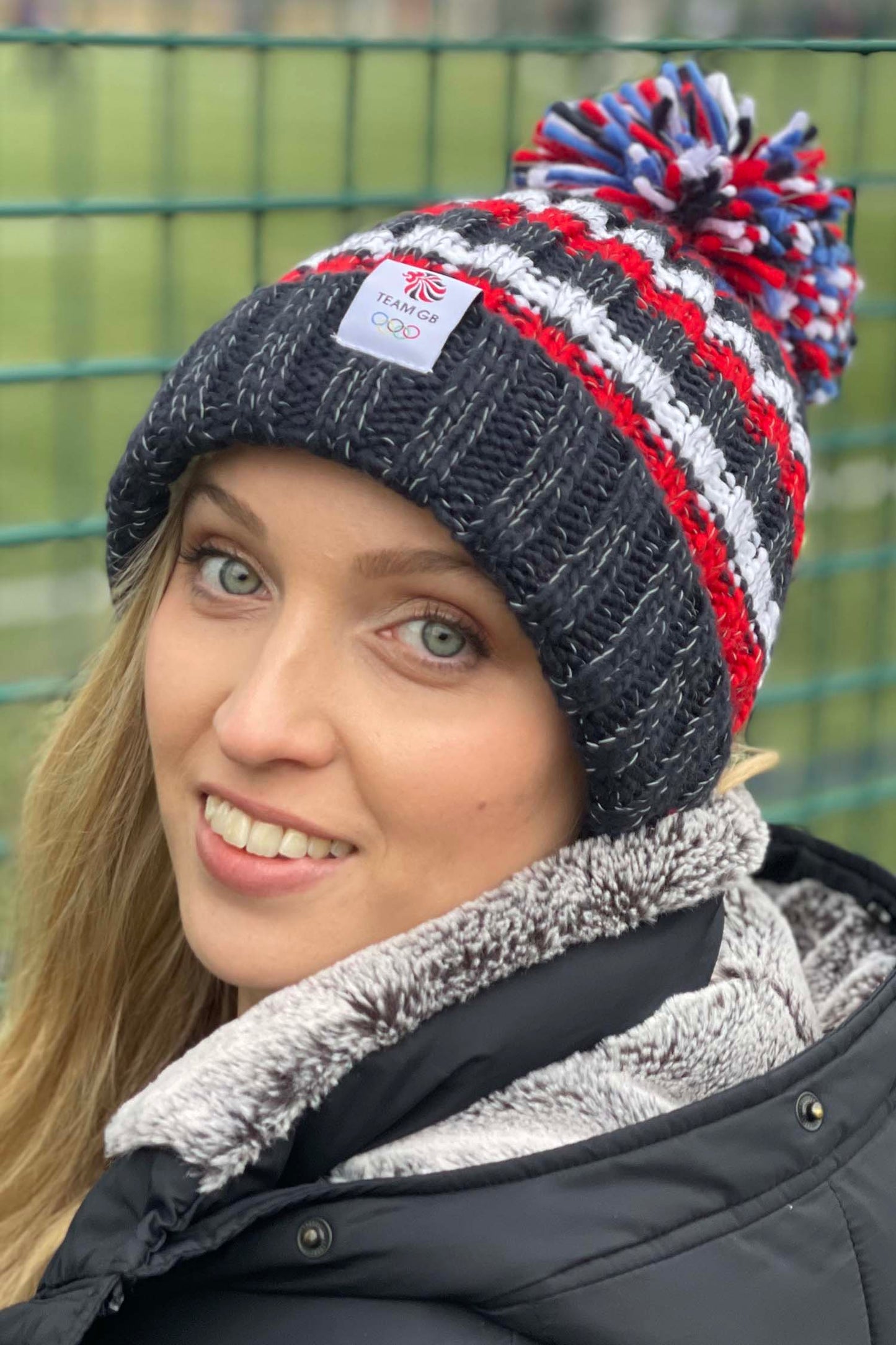 Striped TEAM GB Super Bobble Hat