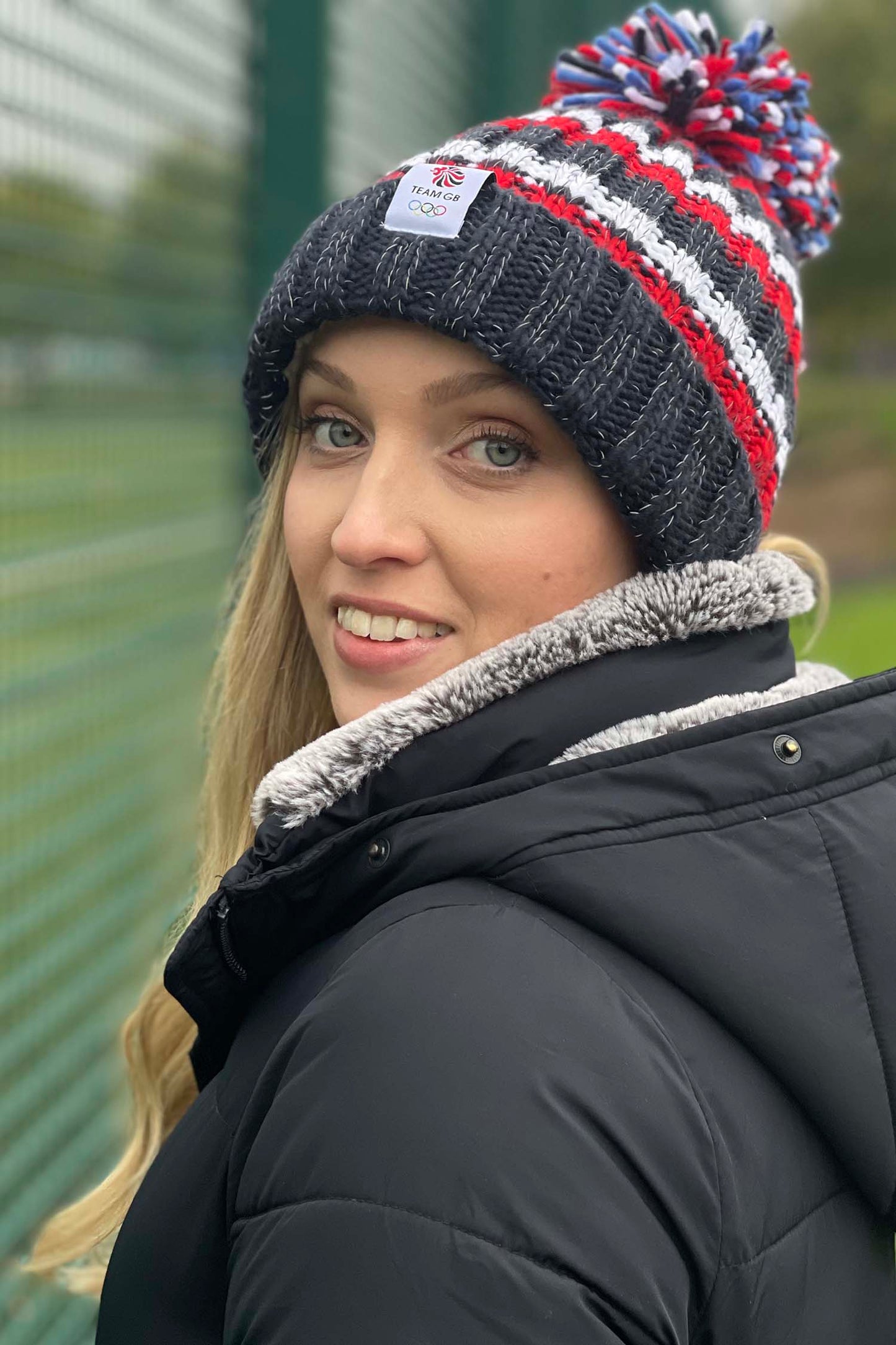 Striped TEAM GB Super Bobble Hat