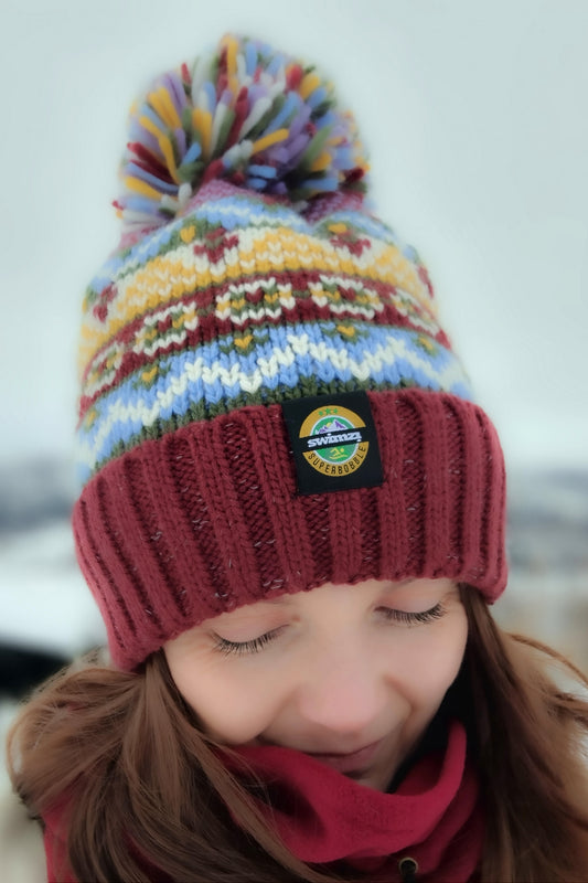 Claret & Blue Fairisle Hat