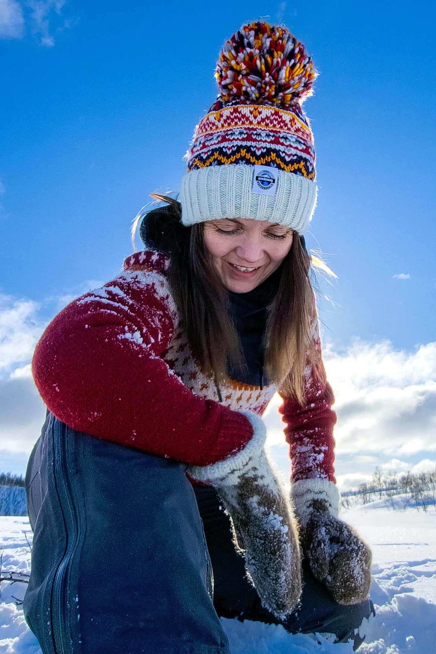 Cream Cherry Fairisle Hat