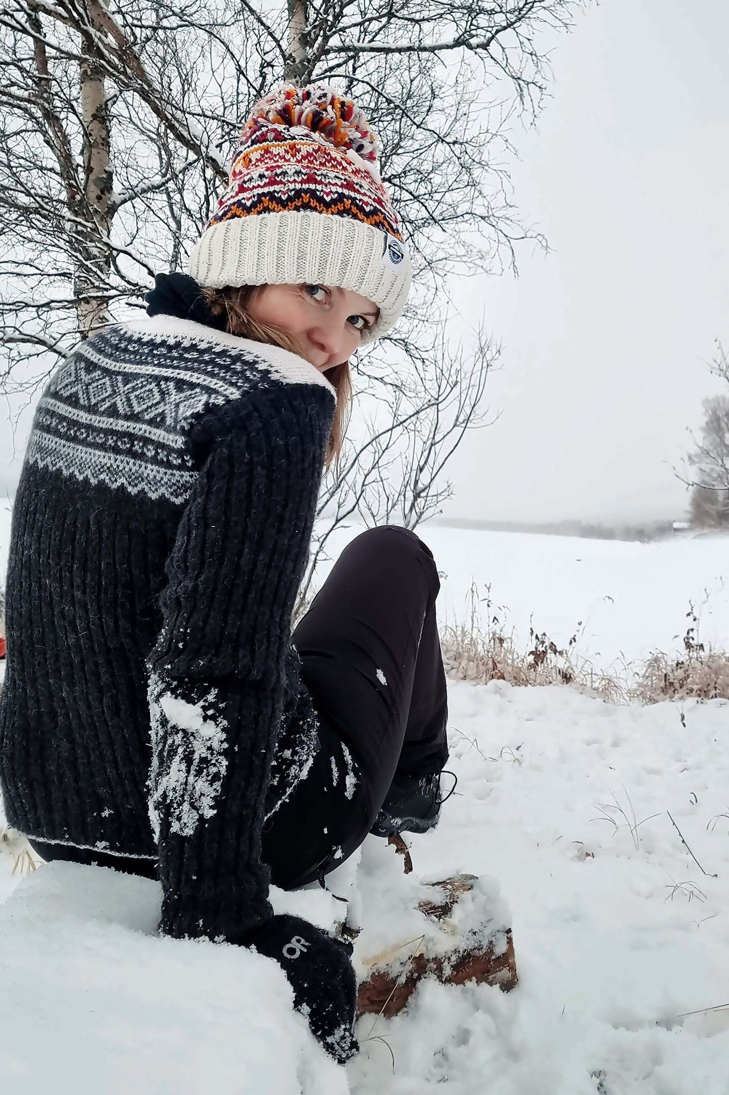 Cream Cherry Fairisle Hat