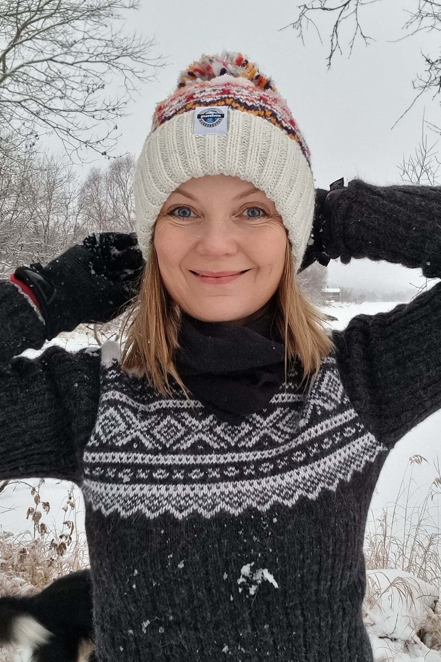 Cream Cherry Fairisle Hat