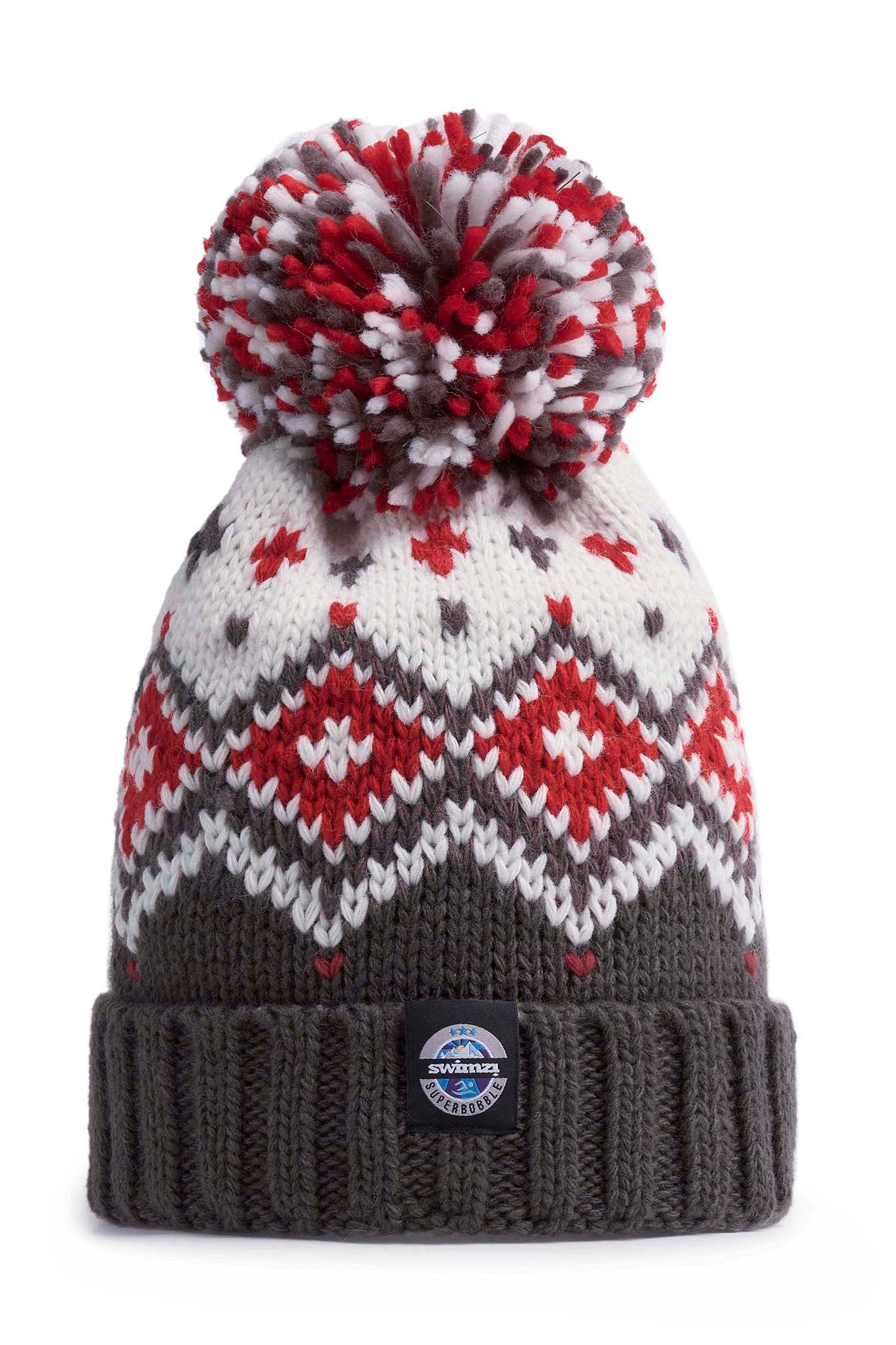 Graphite Red Tyrol Nordic Knit Hat