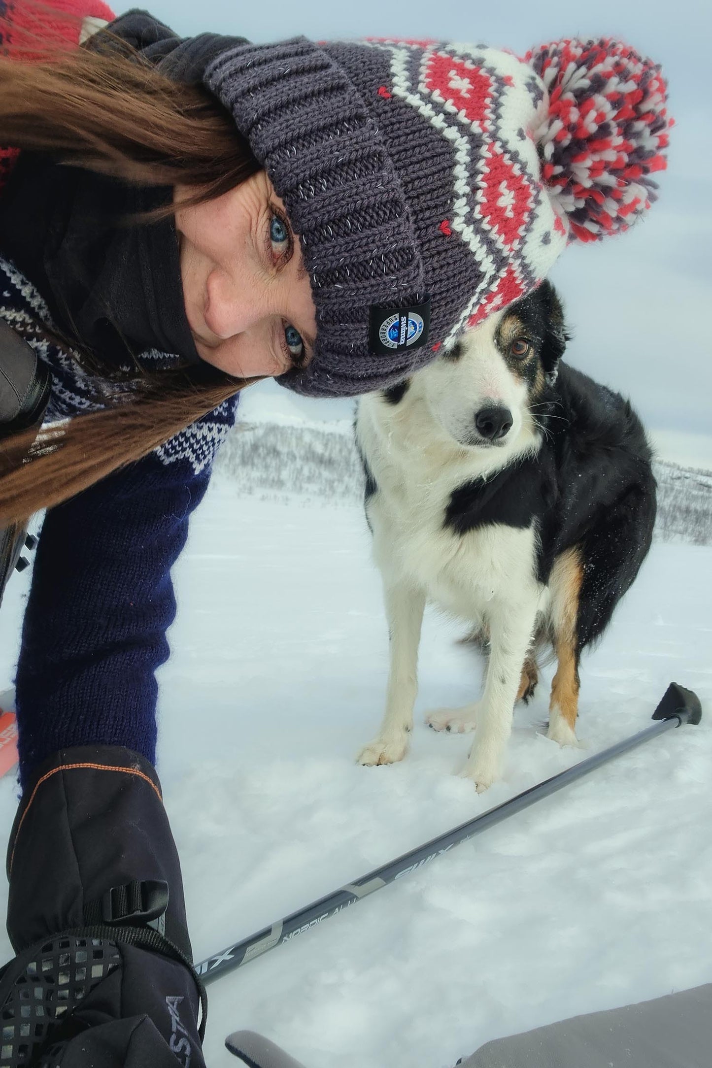 Graphite Red Tyrol Nordic Knit Hat