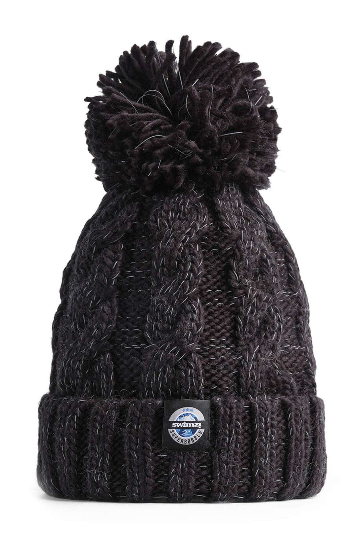 Jet Black Cable Knit Hat