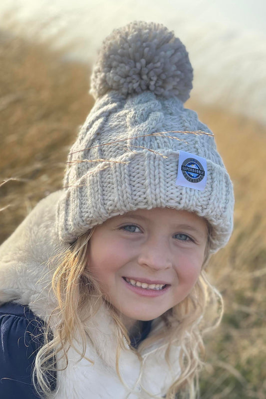 Kids Oatmeal Cable Knit Hat