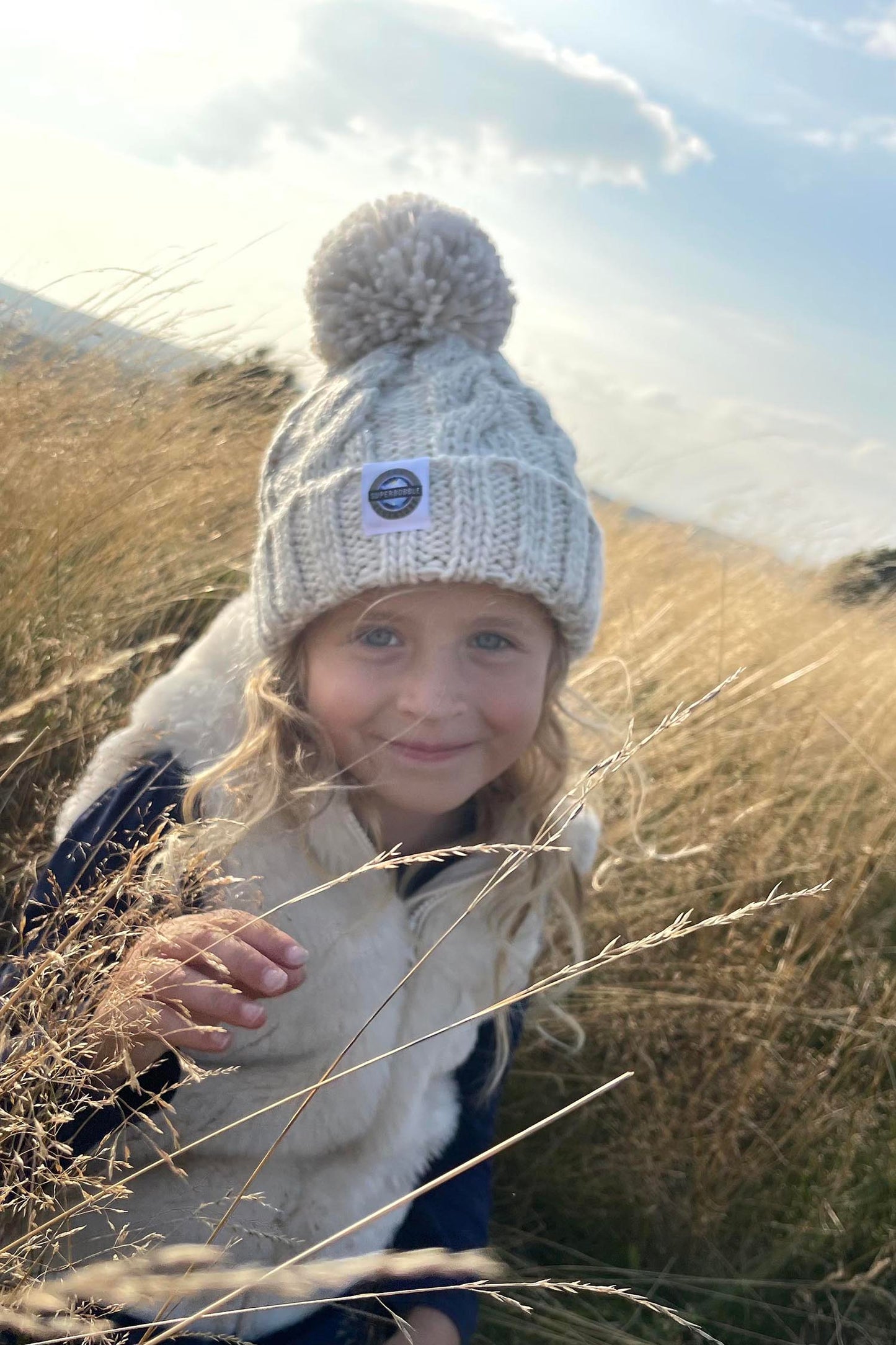 Kids Oatmeal Cable Knit Hat