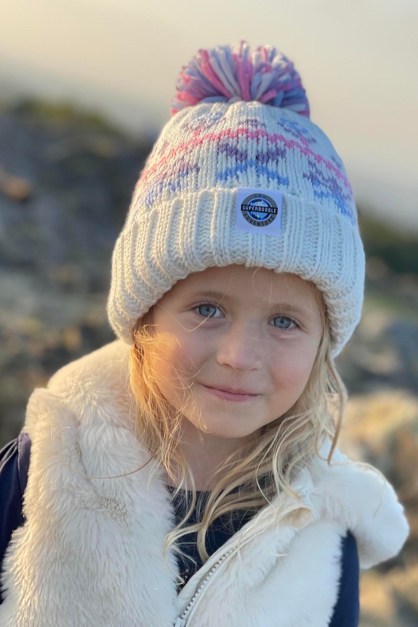 Kids Pastel Ice Crystal Nordic Knit Hat