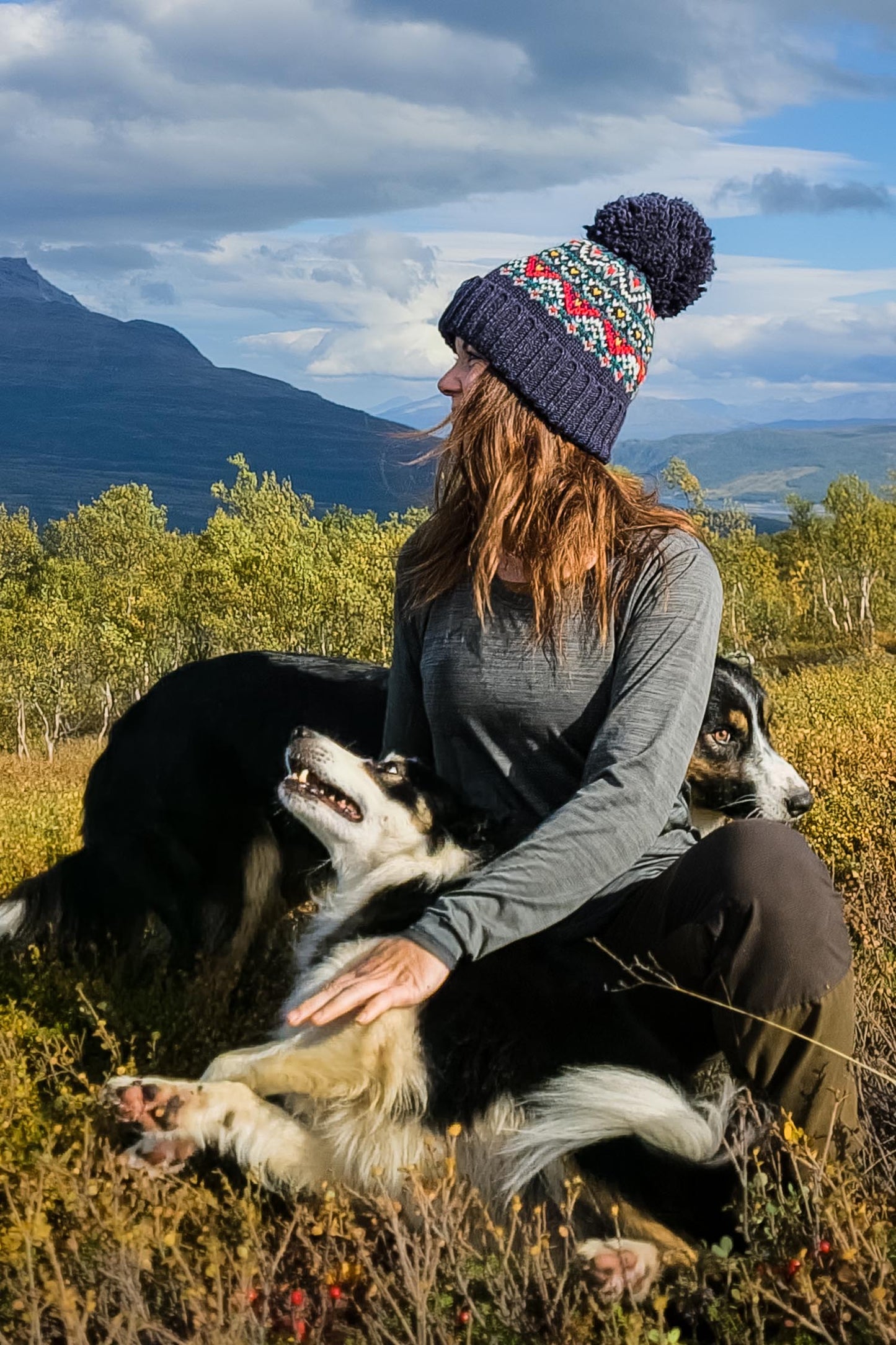 Simon Wilson Navy Fairisle Knit Hat