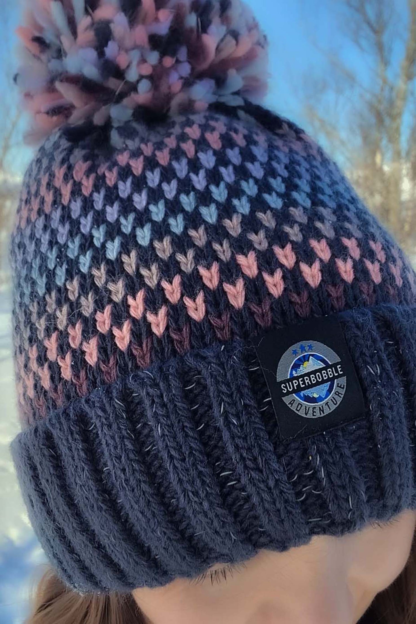 Pink Sapphire Nordic Knit Hat