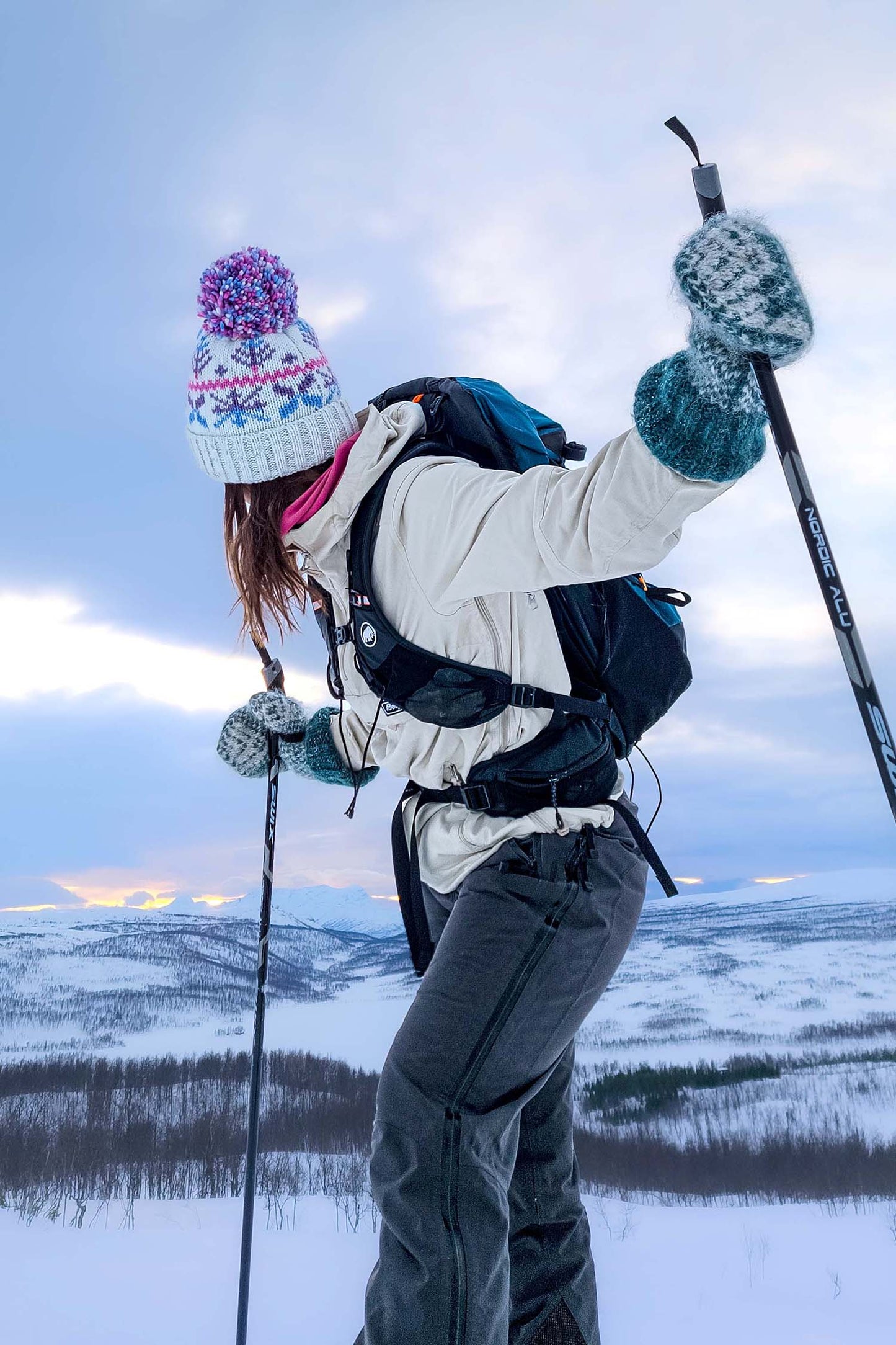 Pastel Ice Crystal Nordic Knit Hat