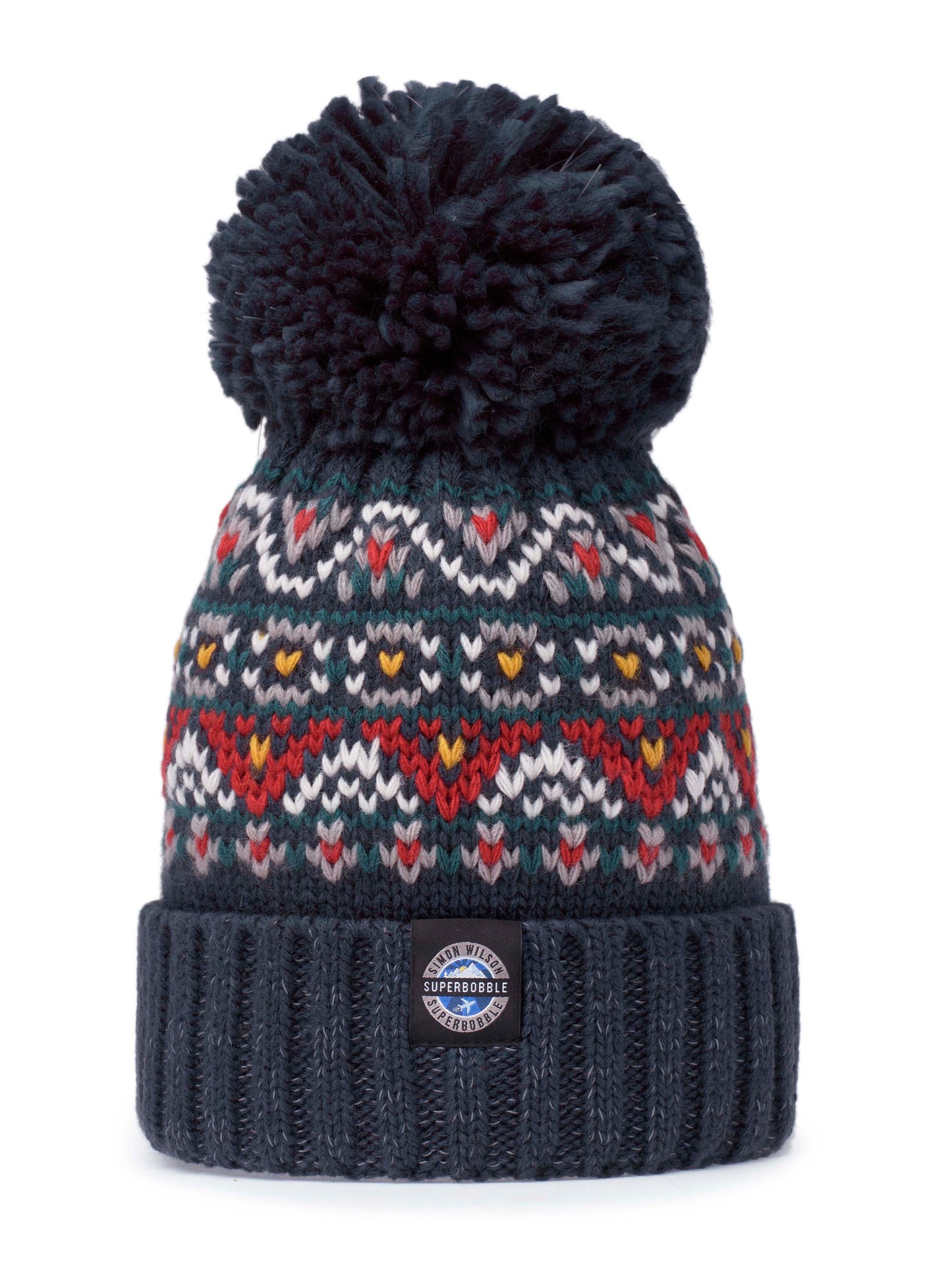 Simon Wilson Navy Fairisle Knit Hat