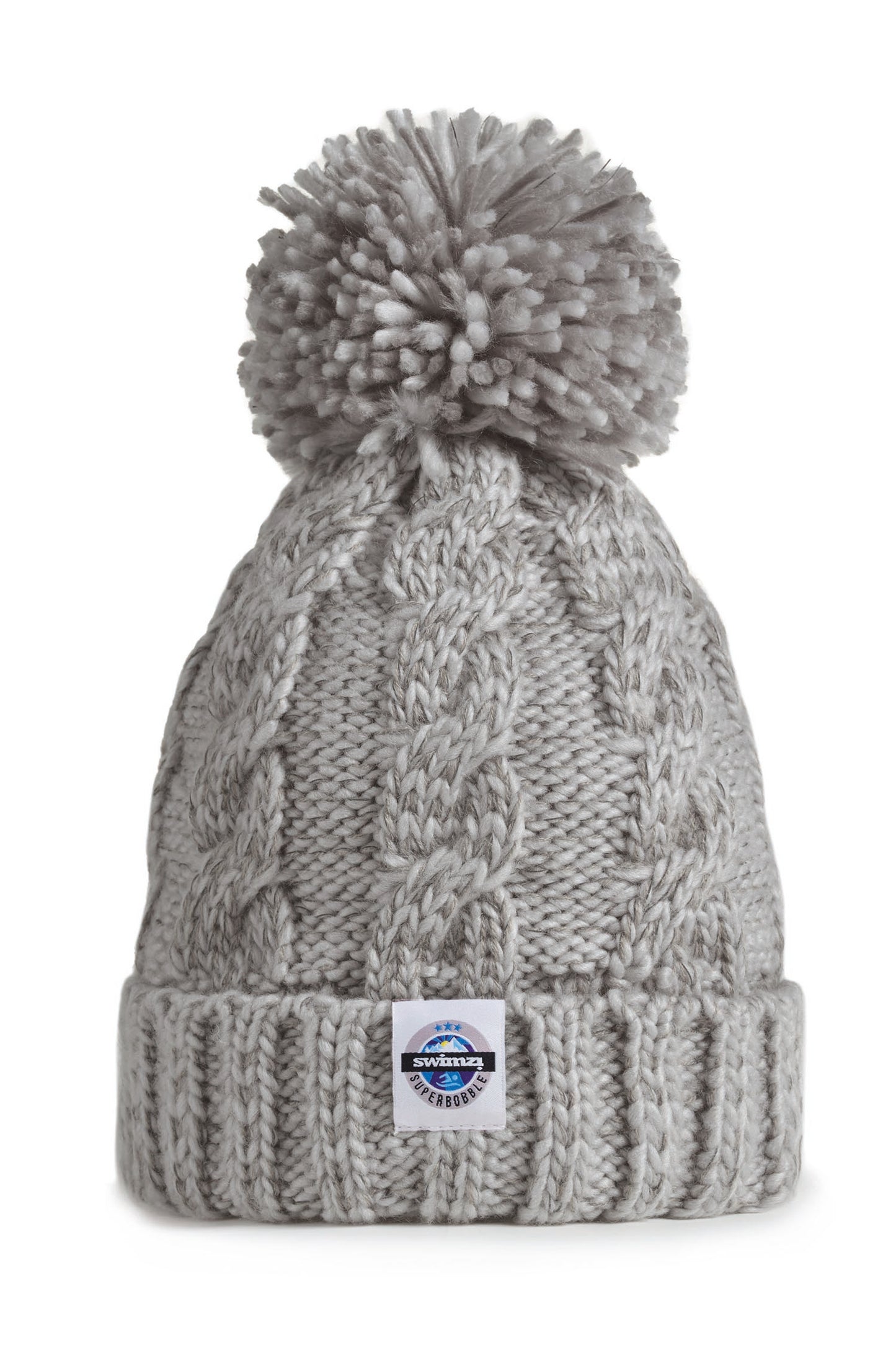 Silver Grey Cable Knit Hat